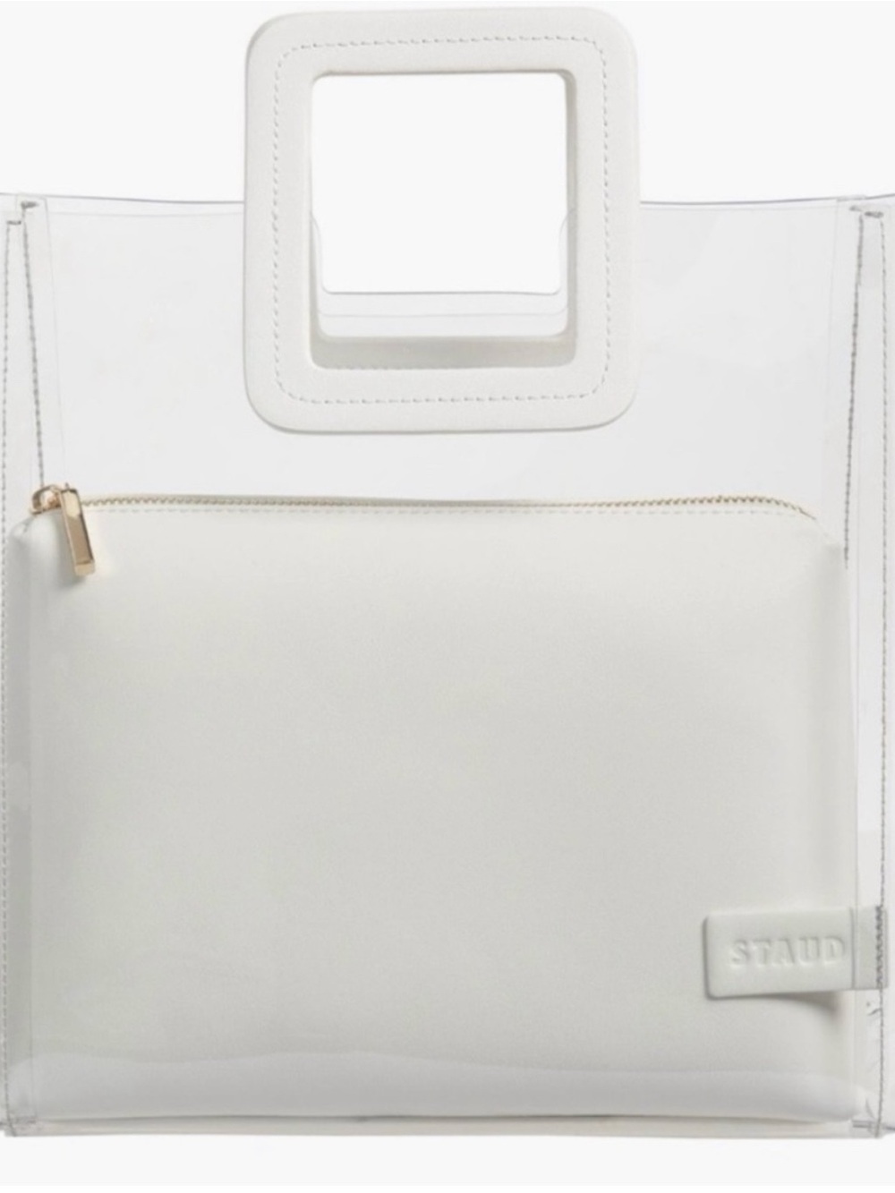 STAUD Shirley White Clear Bag with Inner Pouch